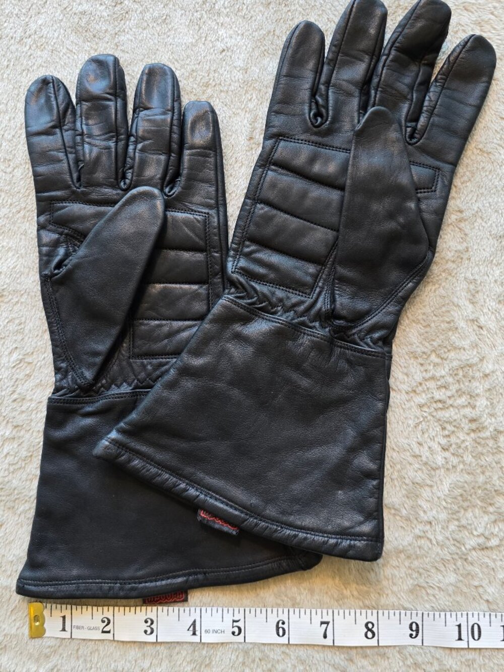 Hugger Premium Leather Motorcycle Gauntlet Gloves - Waterproof Technaline - Size